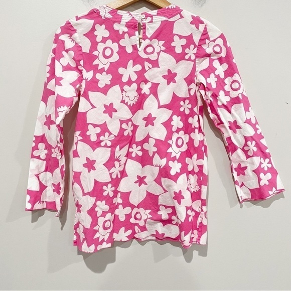 MINI BODEN Floral Tunic Top Pink White Beachy Tropical Barbiecore Size 9-10 year - Picture 6 of 10